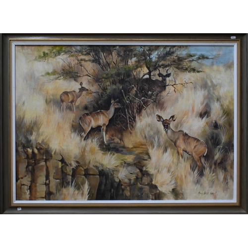 574 - Mary Elliott Lacey (1923-2004) - Greater Kudu, Lewa Down, oil on canvas, signed, 74 x 105 cm, Mall G... 