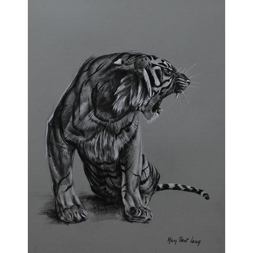 576 - Mary Elliott Lacey (1923-2004) - Three black and white pencil and wash animal studies of a roaring t... 