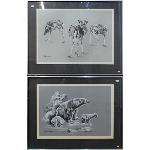 577 - Mary Elliott Lacey (1923-3004) - Three black and white pencil and wash animal studies - Polar bear a... 