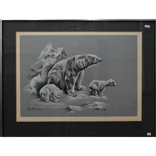 577 - Mary Elliott Lacey (1923-3004) - Three black and white pencil and wash animal studies - Polar bear a... 