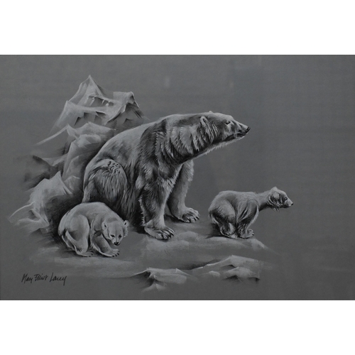 577 - Mary Elliott Lacey (1923-3004) - Three black and white pencil and wash animal studies - Polar bear a... 