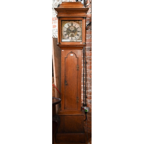 637 - Crampern, Newark, an early 18th century oak 8-day longcase clock, the movement striking on a bell, t... 