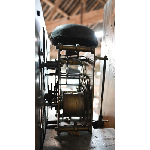 637 - Crampern, Newark, an early 18th century oak 8-day longcase clock, the movement striking on a bell, t... 