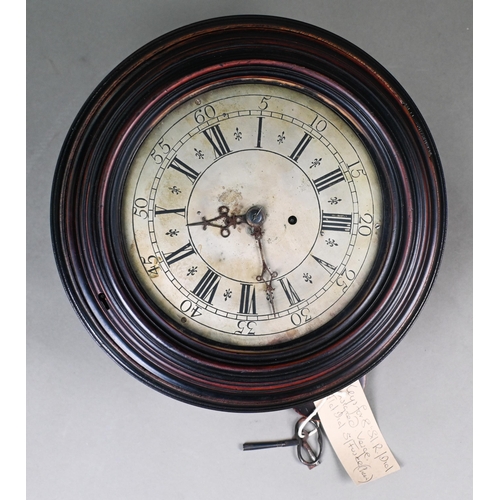 638 - An antique walnut cased 8-day single fusee verge movement wall clock, the circular Roman numeral eng... 