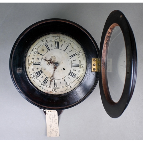 638 - An antique walnut cased 8-day single fusee verge movement wall clock, the circular Roman numeral eng... 