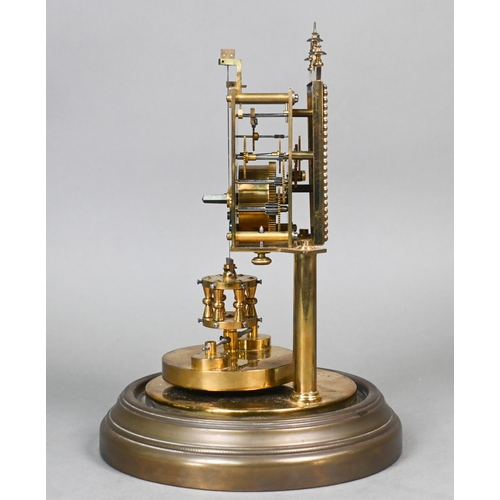 639 - Gustav Becker, a brass torsion movement mantel clock, the brass frame with Roman numeral engraved si... 