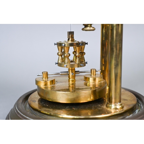 639 - Gustav Becker, a brass torsion movement mantel clock, the brass frame with Roman numeral engraved si... 