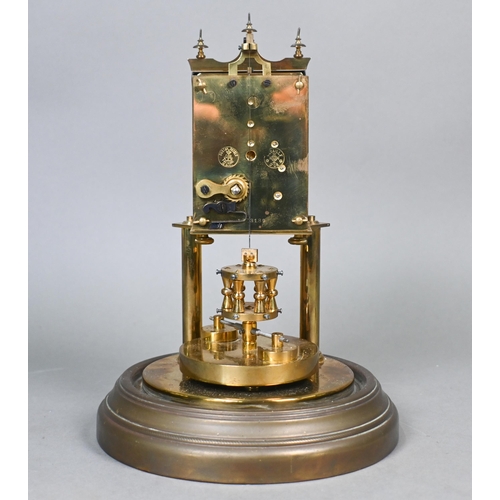 639 - Gustav Becker, a brass torsion movement mantel clock, the brass frame with Roman numeral engraved si... 