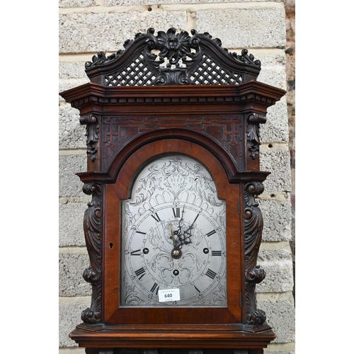 640 - G R Boland, Kidderminster, a walnut shortcase clock, the triple fusee musical movement striking the ... 