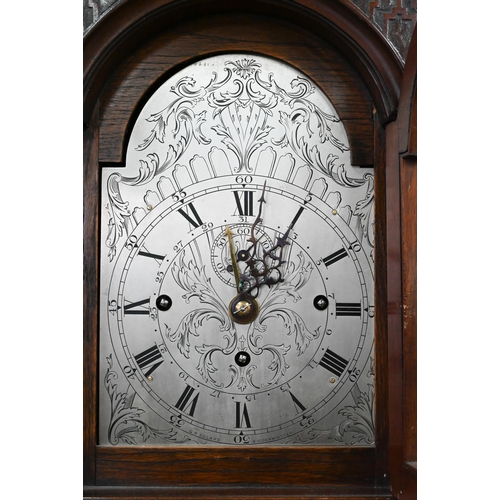 640 - G R Boland, Kidderminster, a walnut shortcase clock, the triple fusee musical movement striking the ... 