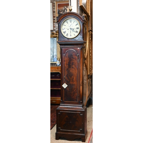 642 - Shepherd, London, a Regency 8-day flame mahogany longcase clock, the 30 cm dia. circular white ename... 