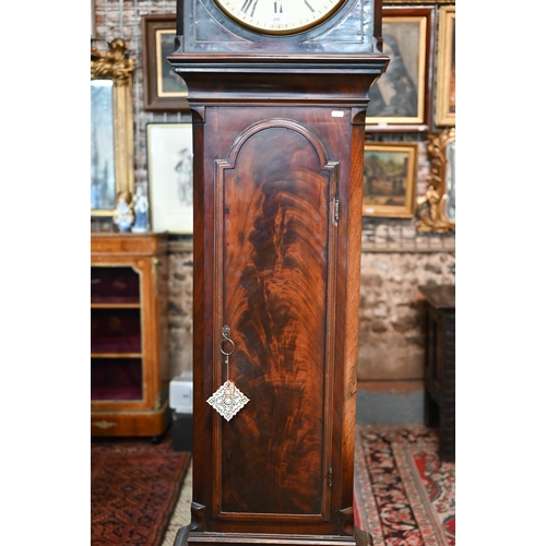 642 - Shepherd, London, a Regency 8-day flame mahogany longcase clock, the 30 cm dia. circular white ename... 