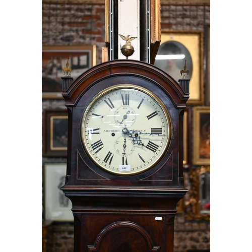 642 - Shepherd, London, a Regency 8-day flame mahogany longcase clock, the 30 cm dia. circular white ename... 