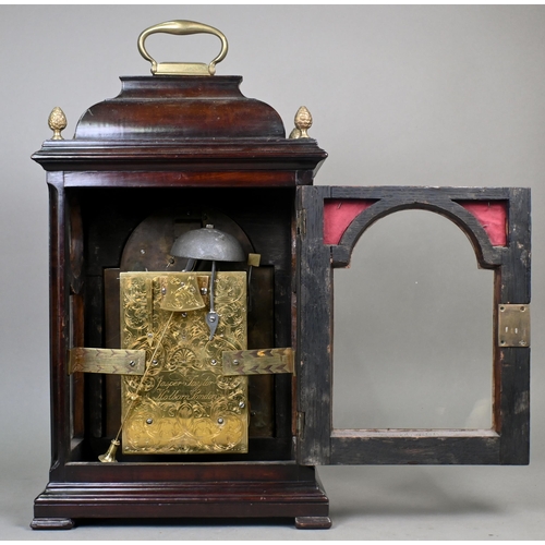 644 - Jasper Taylor, Holborn, London, an 18th century walnut cased verge bracket clock, the twin fusee mov... 