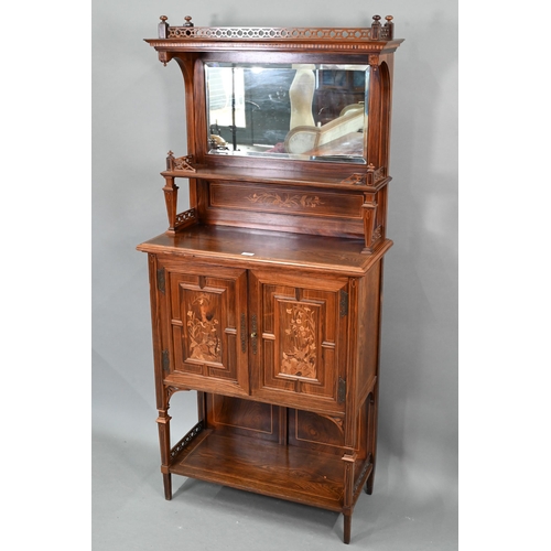 682 - AMENDED ESTIMATE A late 19th century boxwood and marquetry inlaid rosewood salon cabinet, the galler... 