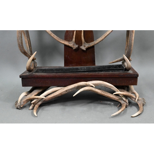 698 - Roland Ward & Co. 106 Piccadilly, London, a rare Victorian full height antler mounted hall stand... 