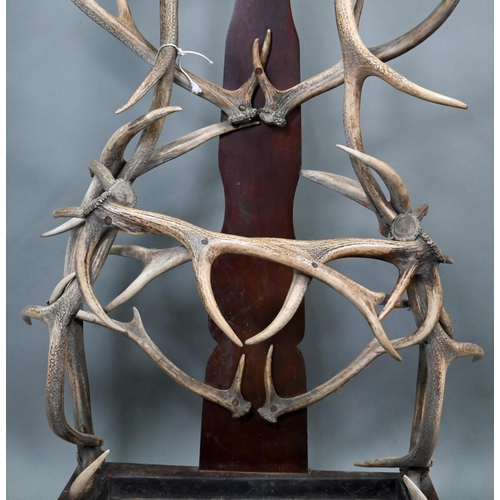 698 - Roland Ward & Co. 106 Piccadilly, London, a rare Victorian full height antler mounted hall stand... 