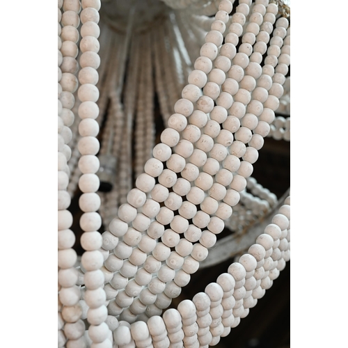 712 - A trio of large shabby-chic white washed strung wooden bead chandeliers, model 'Luna 2', approx. 72 ... 