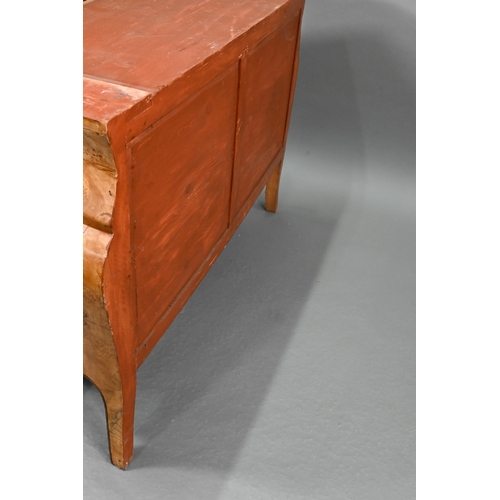 737 - A pair of continental green marble top maple and gilt metal mounted bombe commodes, two short over t... 