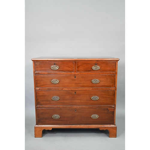 741 - A Victorian mahogany chest of two short over three long graduated drawers, with later brass fittings... 