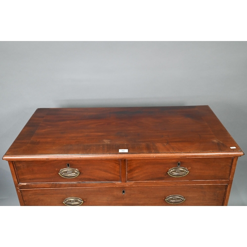 741 - A Victorian mahogany chest of two short over three long graduated drawers, with later brass fittings... 