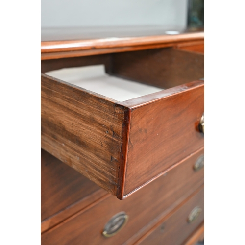 741 - A Victorian mahogany chest of two short over three long graduated drawers, with later brass fittings... 