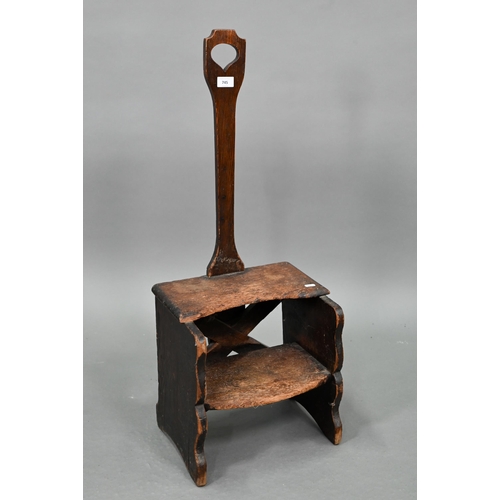 745 - An antique country oak and stained pine boot jack/stand