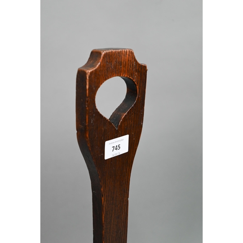 745 - An antique country oak and stained pine boot jack/stand