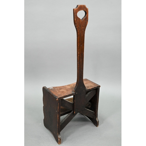 745 - An antique country oak and stained pine boot jack/stand