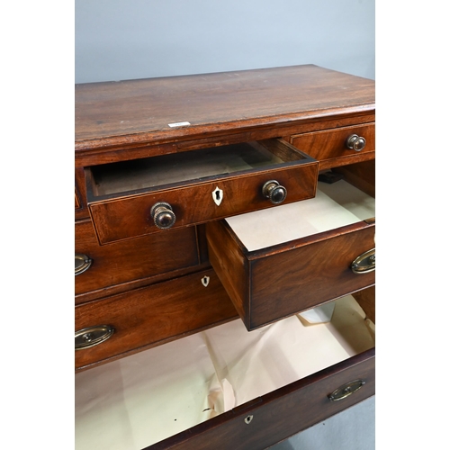746 - Victorian mahogany country house chest of three shallow short drawers, over two short and three long... 