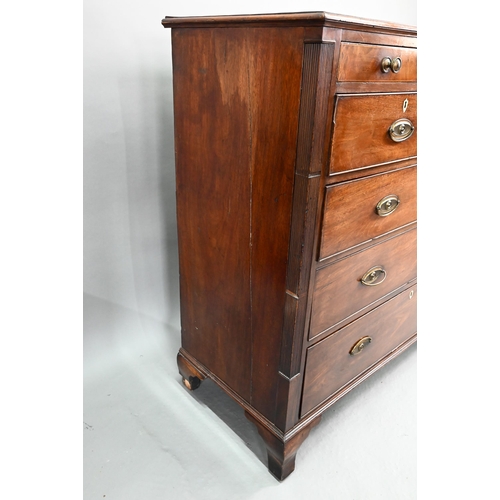 746 - Victorian mahogany country house chest of three shallow short drawers, over two short and three long... 