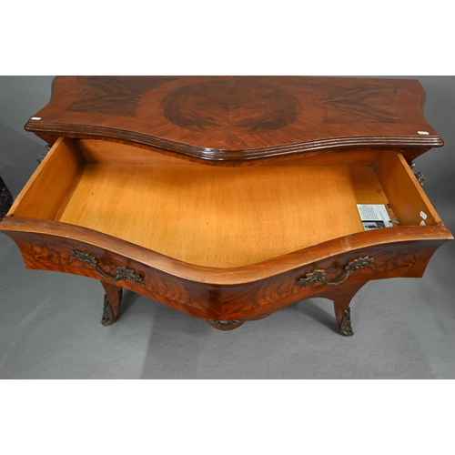 751 - A pair of continental Louis XV style burr walnut, kingwood and gilt metal mounted serpentine commode... 