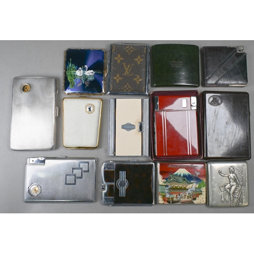 895 - Various vintage combination cigarette cases/lighters including boxed Benlaw example, to/w other ciga... 