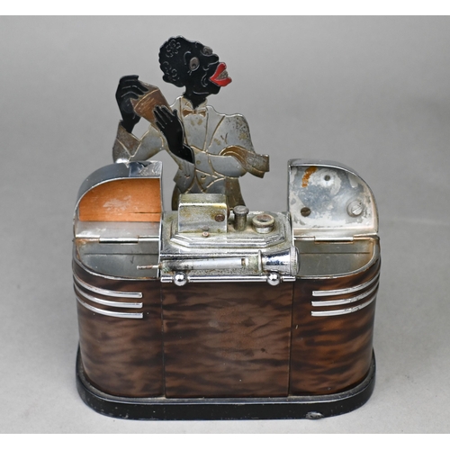 896 - An Art Deco Ronson chrome novelty 'Bartender' touch-tip cigarette lighter/cigarette box, modelled as... 