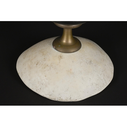 905 - An unusual vintage small comport, the bowl a cranial cap, on brass stem and composite foot, 8.5 cm h... 