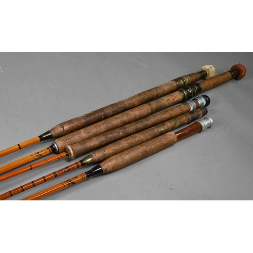 951 - A vintage G Farlow & Co Ltd (London) split cane 11ft salmon rod and a 9ft 6in trout rod, to/w a ... 