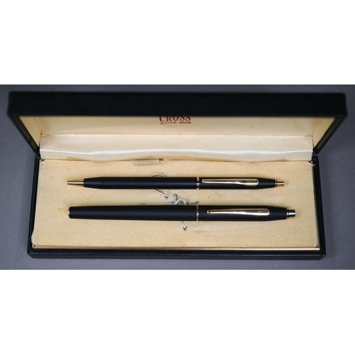 898 - A cased US Sterling Cross ballpoint pen and pencil set, to/w a Sheaffer fountain pen and ballpoint s... 