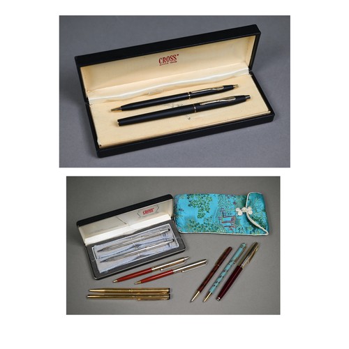 898 - A cased US Sterling Cross ballpoint pen and pencil set, to/w a Sheaffer fountain pen and ballpoint s... 