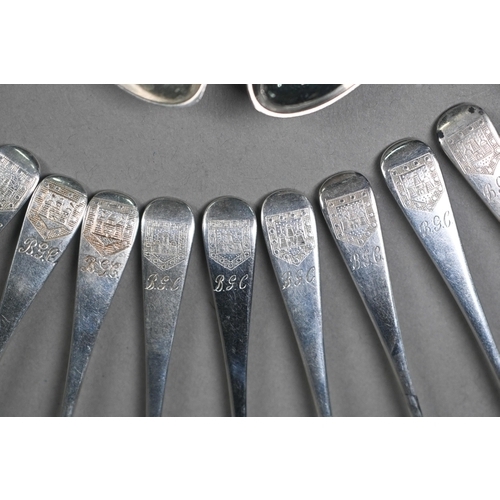 36 - AMENDMENT A matched set of eighteen silver golf club trophy spoons engraved with shields and 'B.G.C.... 