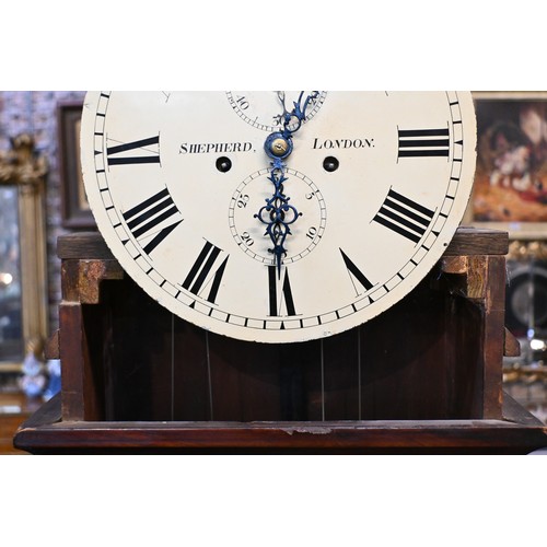 642 - Shepherd, London, a Regency 8-day flame mahogany longcase clock, the 30 cm dia. circular white ename... 