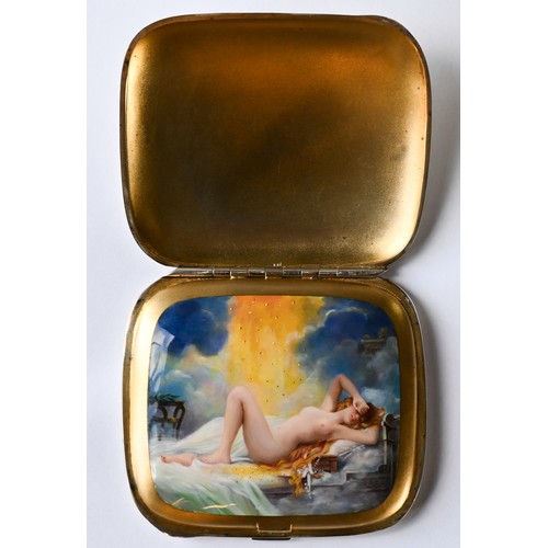 155A - A fine Continental silver and enamelled cigarette case with concealed erotic scene, early 20th centu... 