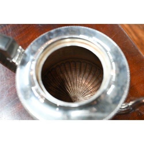 68 - A George III heavy quality silver urn-shaped teapot, the lift-off cover with reeded dome and ball fi... 