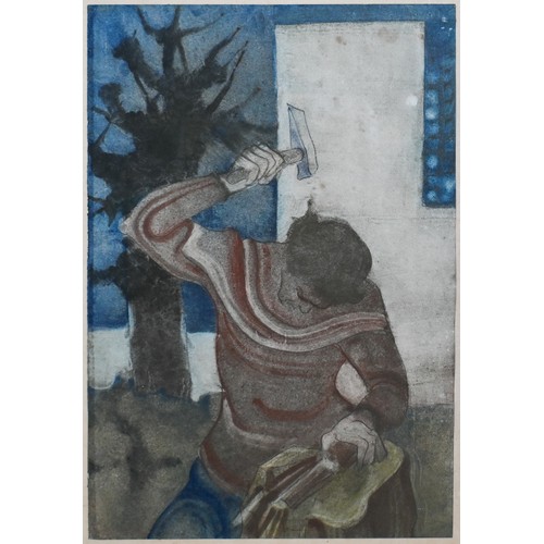 504 - Ervin Bossany (1891-1975) - The stonemason, watercolour, signed lower left, 45 x 31 cm 