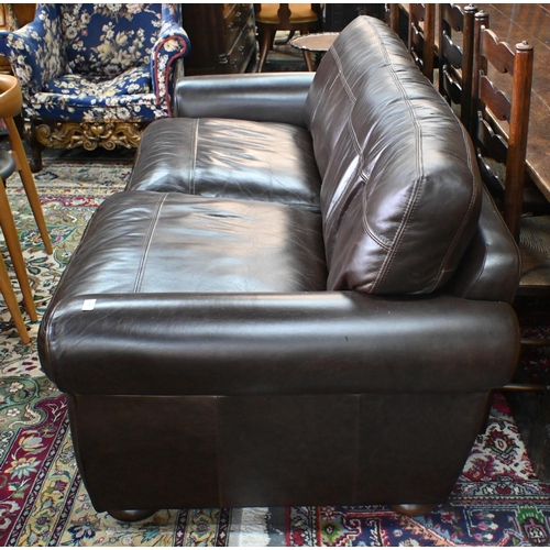 49 - A modern John Lewis 'Madison' model, brown leather sofa, 202 cm w x 100 cm deep x 86 cm h o/all