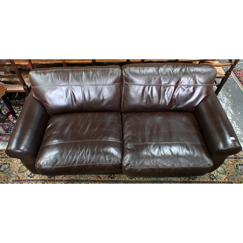 49 - A modern John Lewis 'Madison' model, brown leather sofa, 202 cm w x 100 cm deep x 86 cm h o/all