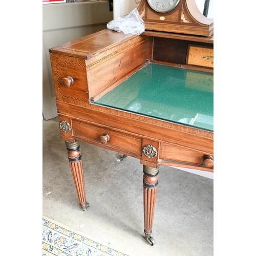 86 - A mahogany sideboard, converted from a square piano, on turned and reeded supports, 172 cm wide