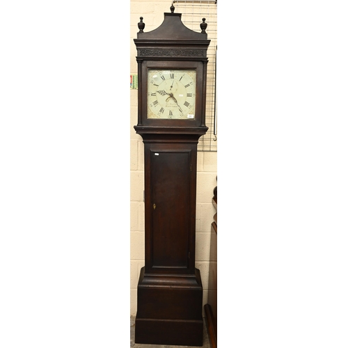 149 - A late Georgian oak longcase clock, the thirty hour movement with 30 am sq. painted dial by George S... 