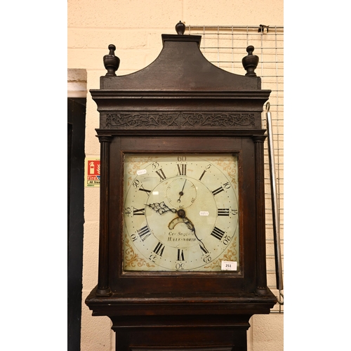 149 - A late Georgian oak longcase clock, the thirty hour movement with 30 am sq. painted dial by George S... 