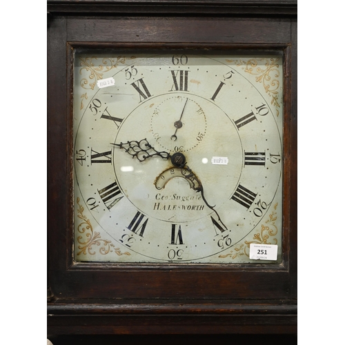 149 - A late Georgian oak longcase clock, the thirty hour movement with 30 am sq. painted dial by George S... 