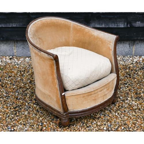 111 - An early 20th century mahogany framed tub armchair